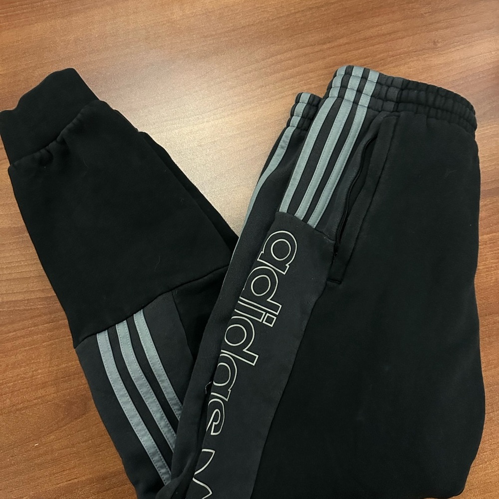 Adidas Black Sweatpants with White Drawstring